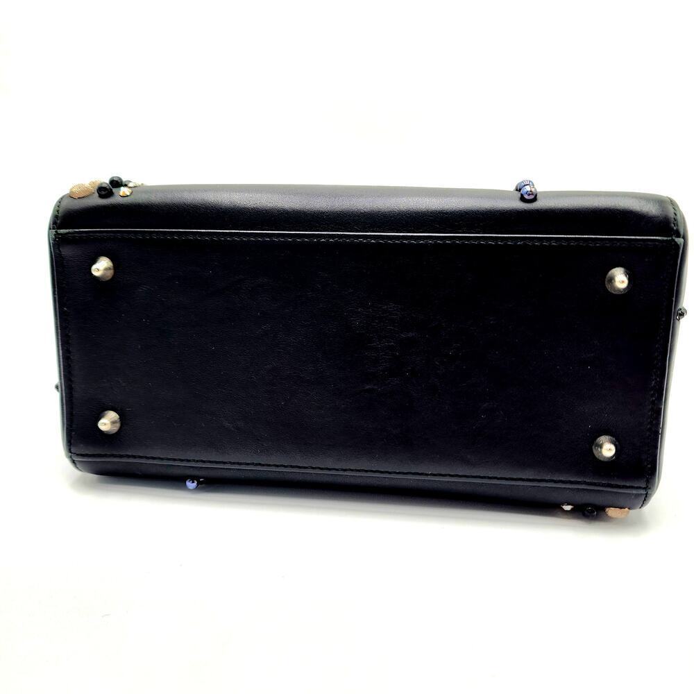 CHRISTIAN DIOR Black Leather Studs Embellished Medium Lady Dior Tote RARE - Picture 10 of 17